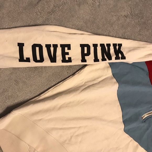 PINK Red, blue, black, & cream quarter zip sweater - Picture 4 of 7